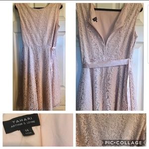 Blush Tahari dress with sparkling lace overlay